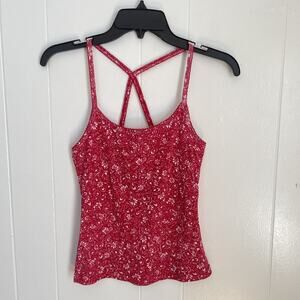 Y2K Red Paisley Cami Top Women’s S Criss Cross Back Indie Sleaze Fairy Grunge
